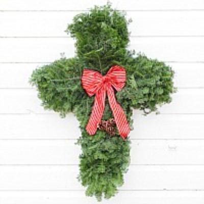Cross - Red & Gold Stripe Bow